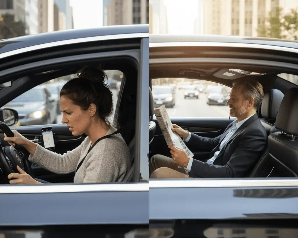 hire a driver for a day vs self driving comparison